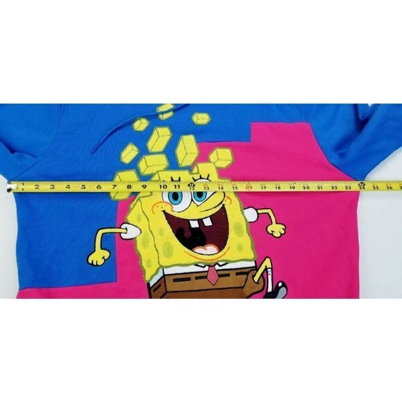 Nickelodeon Size XL Spongebob Squarepants Men's Blue Long Sleeve Pocket Hoodie - Picture 3 of 10